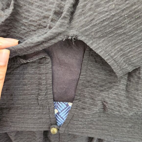 Anthropologie Francesca Balloon Sleeve Textured Romper Medium Womens BLACK - Picture 12 of 13